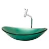 Kit Banheiro Cuba de Vidro Oval + Torneira Link + Válvula - Verde - 4
