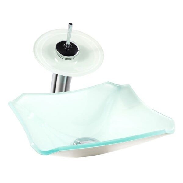 Kit Banheiro Cuba de Vidro Retrô 30 cm + Torneira Cascata + Válvula - Branco - 3