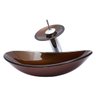 Kit Banheiro Cuba de Vidro Oval + Torneira Cascata + Válvula Click - Marrom - 4