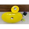 Kit Banheiro Cuba de Vidro Oval + Torneira Cascata + Válvula Click - Amarelo - 3