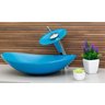 Kit Banheiro Cuba de Vidro Oval + Torneira Cascata + Válvula Click - Azul Claro - 1
