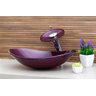 Kit Banheiro Cuba de Vidro Oval + Torneira Cascata + Válvula Click - Roxo - 1