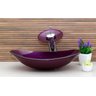 Kit Banheiro Cuba de Vidro Oval + Torneira Cascata + Válvula Click - Roxo - 2