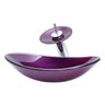 Kit Banheiro Cuba de Vidro Oval + Torneira Cascata + Válvula Click - Roxo - 4