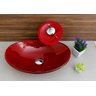 Kit Banheiro Cuba de Vidro Oval + Torneira Cascata + Válvula Click - Vermelho - 3