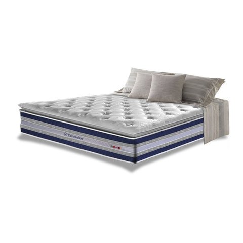 Colchão Queen CAMA INBOX de Molas Ensacadas D33 com Pillow TOP Cama inBox Select 158x198x32 Azul