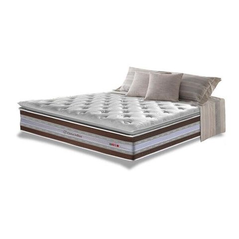 Colchão Queen CAMA INBOX de Molas Ensacadas D33 com Pillow TOP Cama inBox Select 158x198x32 Café
