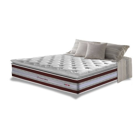 Colchão Queen CAMA INBOX de Molas Ensacadas D33 com Pillow TOP Cama inBox Select 158x198x32 Vinho