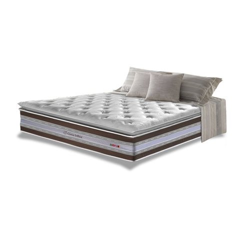 Colchão Casal de Molas Ensacadas D33 com Pillow Top Cama Inbox Select 138x188x32 Café