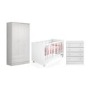 Ver imagem 1 de Quarto Infantil Guarda Roupa 3 Portas, Berço e Cômoda 4 Gavetas Meu Soninho Branco - Fdecor