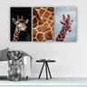 Quadros Decorativos Mosaico Quarto Sala Girafa 3 peças - 126x65cm - 1