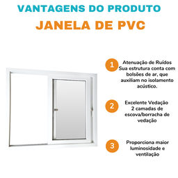 Janela Correr PVC  120x150x8  Bca 2 folhas - 6