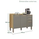 Ver imagem 3 de Balcão para Cozinha 3 Portas 2 Gavetas Bella Cinza/Jequitibá/Granizo