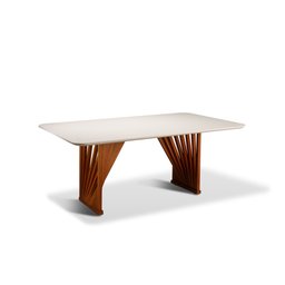 Mesa De Jantar 6 Lugares Cannes Com Vidro  Off White - 1