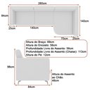 Ver imagem 4 de Sofá com Chaise 3 Lugares 260cm Flames Courino Preto - Sallar Home