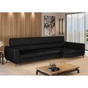 Ver imagem 2 de Sofá com Chaise 3 Lugares 260cm Flames Courino Preto - Sallar Home