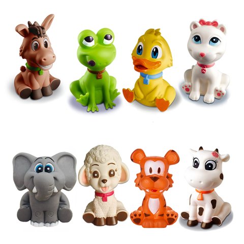 Kit com 8 Brinquedos De Vinil Para Bebê A Partir De 3 Meses -b