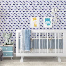 Papel de Parede Adesivo de Cavalos Azul Escuro Fundo Cinza Claro - SSCA-055 - ROLO - 10M X 50cm ( 5, - 2