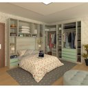 Ver imagem 2 de Guarda Roupa Canto Casal 11 Portas e 11 Gavetas Legno Crema com Verde Jade Prime Luciane Móveis