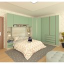 Ver imagem 1 de Guarda Roupa Canto Casal 11 Portas e 11 Gavetas Legno Crema com Verde Jade Prime Luciane Móveis