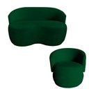 Ver imagem 1 de Kit Namoradeira + Poltrona Decorativa Beatriz Orgânica Bouclé Verde