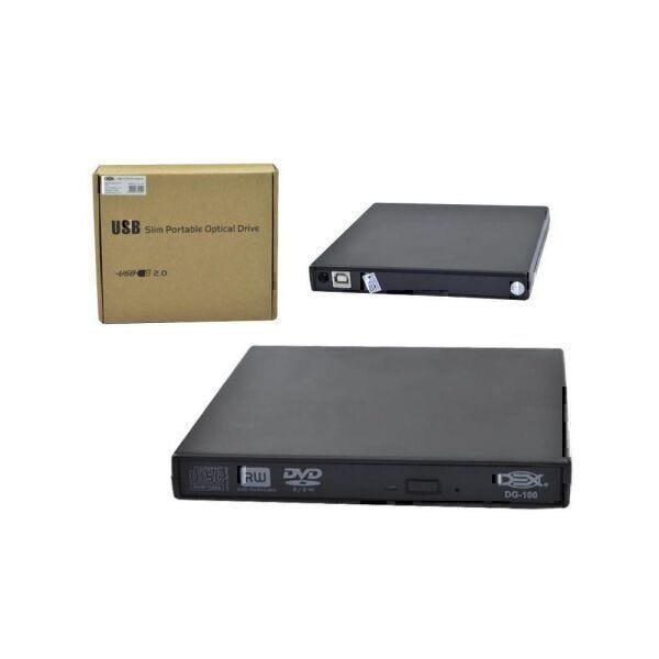 Mini Gravador Dex Dg-100 Cd E Dvd Slim Externo Usb 2.0 - 3
