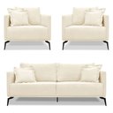 Ver imagem 1 de Kit 2 Poltronas e Sofá Living 2 Lugares 1,60m Sirius Linho Pés Metálicos - Pallazio Bege