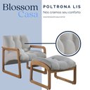 Ver imagem 3 de Poltrona e Puff Lis em Linho Bouclê com Base de Madeira