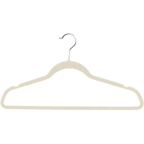 Cabide de Veludo Ultra Fino Antideslizante Bege - Caixa com 50 Cabides