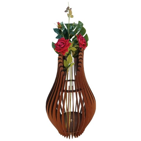 Vaso de Chão Decorativo Grande Andromeda Mdf:marrom/85x30cm