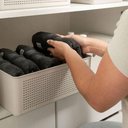 Ver imagem 2 de Kit Cestos Multiuso 5,4l e 12l Flow Bege Caixas Organizadoras Closet Lavanderia ou