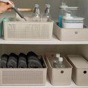 Ver imagem 5 de Kit Cestos Multiuso 5,4l e 12l Flow Bege Caixas Organizadoras Closet Lavanderia ou