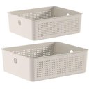 Ver imagem 1 de Kit Cestos Multiuso 5,4l e 12l Flow Bege Caixas Organizadoras Closet Lavanderia ou