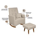 Ver imagem 3 de Sofá Cadeira Poltrona de Amamentação e Balanço Ana C/ Puff Linho Bege - Anjo de Casa