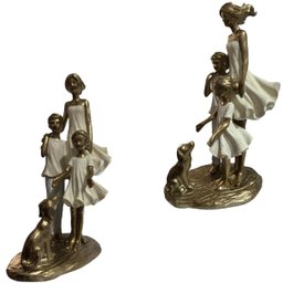 Escultura Estatua Alto Padrão Amor Mãe Casal de Filhos e Pet - 10