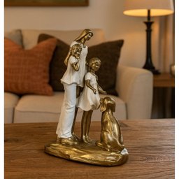 Escultura Estatua Alto Padrão Amor Mãe Casal de Filhos e Pet - 3