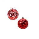 Ver imagem 1 de Jogo com 06 Bolas Mista Fosca Arabesco Vazado 8cm Vermelho