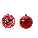 Ver imagem 2 de Jogo com 06 Bolas Mista Fosca Arabesco Vazado 8cm Vermelho