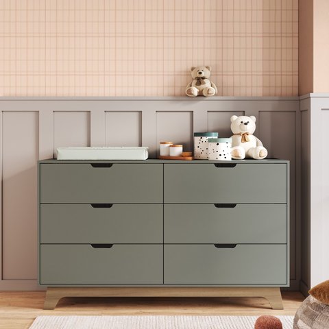 Cômoda para Quarto Infantil 6 Gavetas 100% MDF Alice Verde/Verti/Freijó