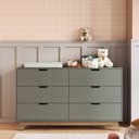 Ver imagem 1 de Cômoda para Quarto Infantil 6 Gavetas 100% MDF Alice Verde/Verti/Freijó