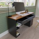 Ver imagem 2 de Escrivaninha para Computador Makalu com 1 Porta e 2 Gavetas Mel/Preto