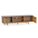 Ver imagem 4 de Rack Ripado para TV até 65 Polegadas em MDF/Madeira Maciça 180cm Rischio Marrom Fendi/Mel
