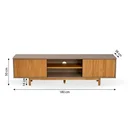 Ver imagem 3 de Rack Ripado para TV até 65 Polegadas em MDF/Madeira Maciça 180cm Rischio Marrom Fendi/Mel