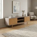 Ver imagem 7 de Rack Ripado para TV até 65 Polegadas em MDF/Madeira Maciça 180cm Rischio Marrom Fendi/Mel