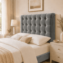 Ver imagem 2 de Cabeceira Ana Estofada Veludo p/ Cama Box Casal King 195cm Quarto