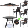 Conjunto com Mesa Ripada + 4 Cadeiras de Jardim e Piscina + Ombrelone com Base - 1