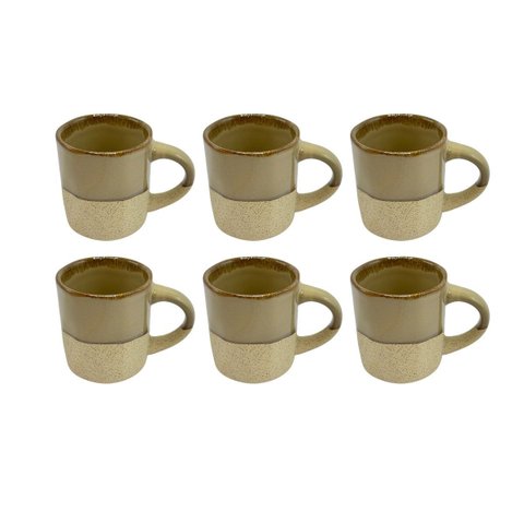 Conjunto 6 Xícaras de Café em Cerâmica Bege 100ml Es0001 Btc