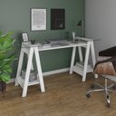 Ver imagem 1 de Escrivaninha Mesa de Vidro 8mm Cristal Branco