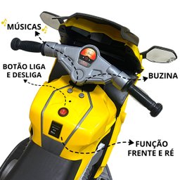 Mini Moto Motinha Elétrica Infantil Bateria 6v Triciclo Criança Amarela Brinqway Bw-232 Bw-232 Am Am - 3
