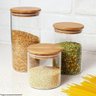 Kit 3 Potes Porta Mantimento Hermético Vidro Borossilicato Redondo Tampa Bambu 1,1 Litros - 9